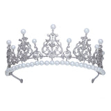 Royal Princess Cubic Zircon & Pearls Wedding Tiara Crown Headdress Party Hair Accessory