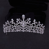 Royal Queen Silver Cubic Zircon Bridal Crowns Tiara Headpieces Wedding Hair Accessory