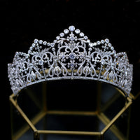 Oversize Gold/Silver Cubic Zircon Crystal Tiaras Crowns Headpieces Wedding Hair Accessory TR16439