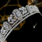 Royal Cz Zirconia Crystal Wedding Hair Accessories Brides Hairbands Queen Silver Tiaras Crowns TR5001