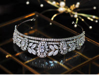 Royal Cz Zirconia Crystal Wedding Hair Accessories Brides Hairbands Queen Silver Tiaras Crowns TR5001