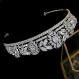 Royal Cz Zirconia Crystal Wedding Hair Accessories Brides Hairbands Queen Silver Tiaras Crowns TR5001