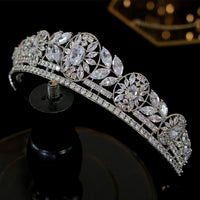 Royal Cz Zirconia Crystal Wedding Hair Accessories Brides Hairbands Queen Silver Tiaras Crowns TR5001