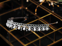 Royal Cz Zirconia Pearls Wedding Hair Accessories Brides Hairbands Queen Silver Tiaras Crowns TR5002