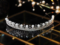 Royal Cz Zirconia Pearls Wedding Hair Accessories Brides Hairbands Queen Silver Tiaras Crowns TR5002