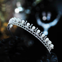 Royal Cz Zirconia Pearls Wedding Hair Accessories Brides Hairbands Queen Silver Tiaras Crowns TR5002