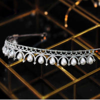 Royal Cz Zirconia Pearls Wedding Hair Accessories Brides Hairbands Queen Silver Tiaras Crowns TR5002