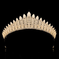 Sparkling Gold Cubic Zircon Bridal Crowns Tiara Headpieces Wedding Hair Accessory