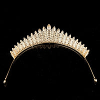 Sparkling Gold Cubic Zircon Bridal Crowns Tiara Headpieces Wedding Hair Accessory