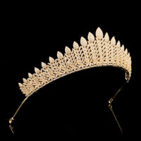 Sparkling Gold Cubic Zircon Bridal Crowns Tiara Headpieces Wedding Hair Accessory