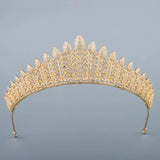 Sparkling Gold Cubic Zircon Bridal Crowns Tiara Headpieces Wedding Hair Accessory