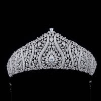 Oversize Elegant Cubic Zircon Wedding Tiara Crown Headpieces Prom Headdress