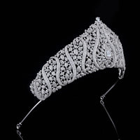 Oversize Elegant Cubic Zircon Wedding Tiara Crown Headpieces Prom Headdress