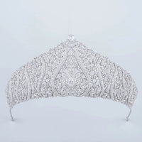 Oversize Elegant Cubic Zircon Wedding Tiara Crown Headpieces Prom Headdress