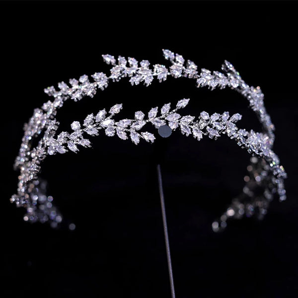 Irregular Zircon Crystal Tiaras Headbands Brides Hair Jewelry