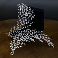 Korean Leaf Crystal Tiaras Headbands Wedding Hair Accessory