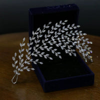 Korean Leaf Crystal Tiaras Headbands Wedding Hair Accessory