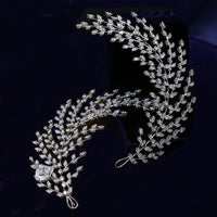 Korean Leaf Crystal Tiaras Headbands Wedding Hair Accessory