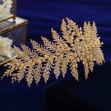 Oversize Leaves Princess Bridal Tiaras Crowns for Brides Crystal Brides Hairbands