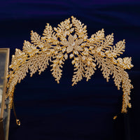 Oversize Leaves Princess Bridal Tiaras Crowns for Brides Crystal Brides Hairbands