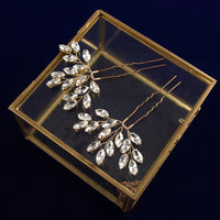 Crystals Woman Wedding Hairpins Gold Hairpins Wedding Hairgrips for Brides 2 pics/lot