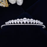 Simple Zircon Water Drop Wedding Crowns Tiaras Headpiece Crystal Headbands For Brides