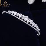 Simple Zircon Water Drop Wedding Crowns Tiaras Headpiece Crystal Headbands For Brides