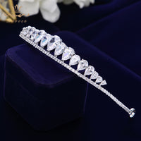 Simple Zircon Water Drop Wedding Crowns Tiaras Headpiece Crystal Headbands For Brides