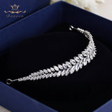 Elegant Silver Leaves Zircon Wedding Tiaras Hairbands Crystal Brides Hair Accessories ASW0760S