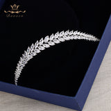 Elegant Silver Leaves Zircon Wedding Tiaras Hairbands Crystal Brides Hair Accessories ASW0760S