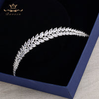 Elegant Leaves Zircon Wedding Tiaras Hairbands Crystal Brides Hair Accessories ASW0760G