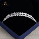 Elegant Silver Leaves Zircon Wedding Tiaras Hairbands Crystal Brides Hair Accessories ASW0760S