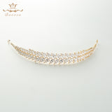 Elegant Silver Leaves Zircon Wedding Tiaras Hairbands Crystal Brides Hair Accessories ASW0760S