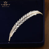 Elegant Silver Leaves Zircon Wedding Tiaras Hairbands Crystal Brides Hair Accessories ASW0760S