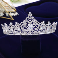 Elegant Full Zircon Wedding Dress Tiaras Crowns Silver Crystal Bridal Hair Accessories ASW0823