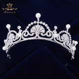 Gorgeous Full Zircon Brides Crowns Tiaras Headpieces Pearls Sliver Bridal Hair Accessory asw0861