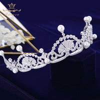 Gorgeous Full Zircon Brides Crowns Tiaras Headpieces Pearls Sliver Bridal Hair Accessory asw0861