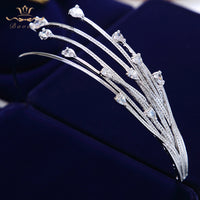 Irregular Zircon Crystal Brides Tiara Crowns Sliver Bridal Headpieces Wedding Hair Accessories ASW1274