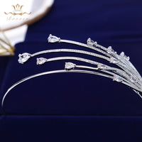 Irregular Zircon Crystal Brides Tiara Crowns Sliver Bridal Headpieces Wedding Hair Accessories ASW1274