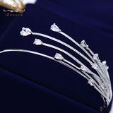 Irregular Zircon Crystal Brides Tiara Crowns Sliver Bridal Headpieces Wedding Hair Accessories ASW1274