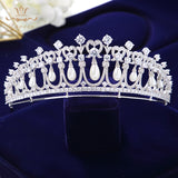 Royal Princess Pearls Brides Crowns Headpiece Zircon Crystal Wedding Tiaras Hairbands Evening Dress Hair Jewelry