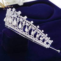 Royal Princess Pearls Brides Crowns Headpiece Zircon Crystal Wedding Tiaras Hairbands Evening Dress Hair Jewelry