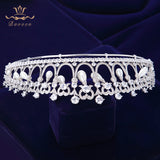 Royal Princess Pearls Brides Crowns Headpiece Zircon Crystal Wedding Tiaras Hairbands Evening Dress Hair Jewelry