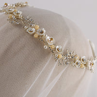 Handmade Ceramic Flower Brides Hairbands Pearls Headbands Headpieces Wedding hair accessories