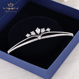 Simple Brides Zircon Crystal Crown Tiara Sliver Hair Accessories Evening Hair Jewelry