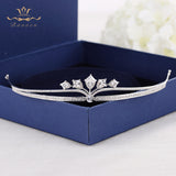 Simple Brides Zircon Crystal Crown Tiara Sliver Hair Accessories Evening Hair Jewelry