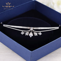 Simple Brides Zircon Crystal Crown Tiara Sliver Hair Accessories Evening Hair Jewelry