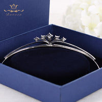 Simple Brides Zircon Crystal Crown Tiara Sliver Hair Accessories Evening Hair Jewelry