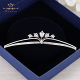 Simple Brides Zircon Crystal Crown Tiara Sliver Hair Accessories Evening Hair Jewelry