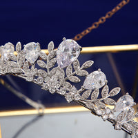 European Brides Crown Zircon Brides Tiara Leaves Crystal Hairbands asw1676